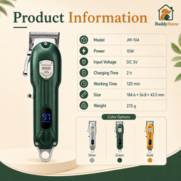 Professional Cordless Pet Hair Clipper – All-Metal Low-Noise Grooming Trimmer for Dogs & Cats