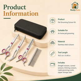 **Professional Pet Grooming Scissors Set – Rounded Safety Tips for Precise At-Home Trimming**