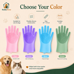 Silicone Pet Bathing Gloves with Gentle Scrub Bristles for Dogs & Cats