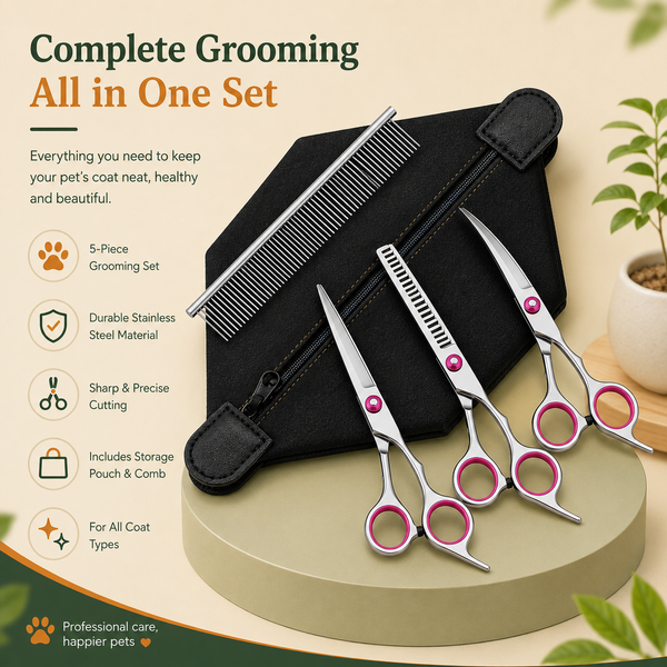 Professional Pet Grooming Scissors Set with Rounded Safety Tips