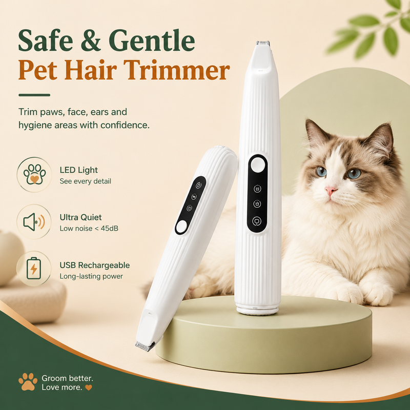 Cordless High-Speed Pet Paw Trimmer with LED Light and Waterproof Body