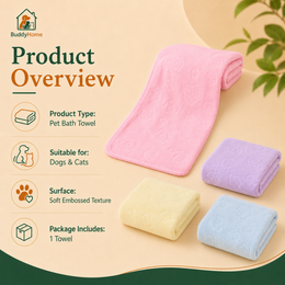 Quick-Dry Absorbent Pet Bath Towel with Soft Fiber Fabric and Convenient Wrap Design