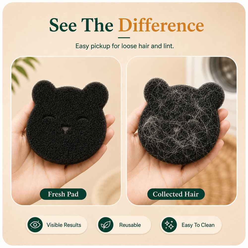Bear-Shaped Reusable Pet Hair Catchers for Washing Machines and Dryers