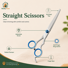 Rounded-Tip Pet Grooming Scissors – Stainless Steel Precision Trimming Shears