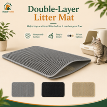 Large Waterproof Double-Layer Cat Litter Trapping Mat with Non-Slip Base