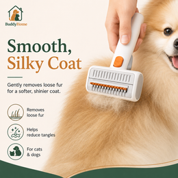 Petgravity 2-in-1 Pet Dematting & Deshedding Comb for Dogs Cats Rotatable Pin Safe 2mm Blade One-click Hair Removal