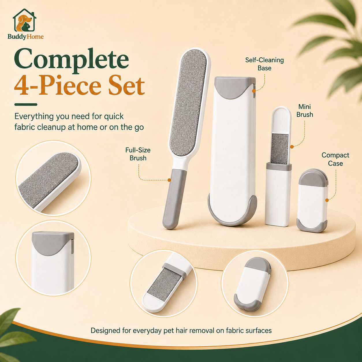 Double-Sided Static Pet Hair Remover Brush for Clothing and Furniture