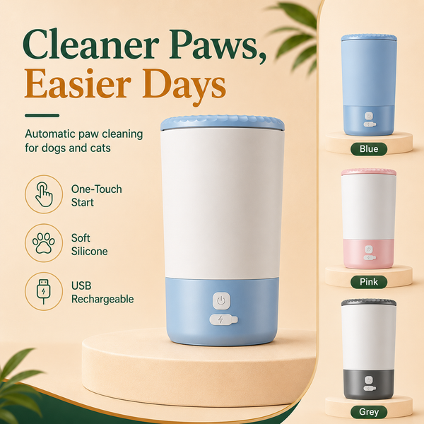 Portable Automatic Pet Paw Cleaner with Silicone Brush and USB-C Charging