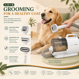 6-in-1 Pet Grooming Vacuum Kit with Clippers and Powerful Suction