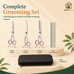 **Professional Pet Grooming Scissors Set – Rounded Safety Tips for Precise At-Home Trimming**