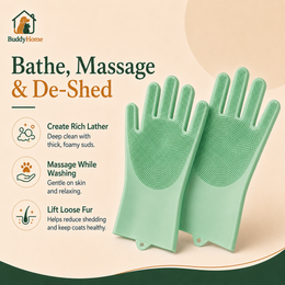 Silicone Pet Bathing Gloves with Gentle Scrub Bristles for Dogs & Cats