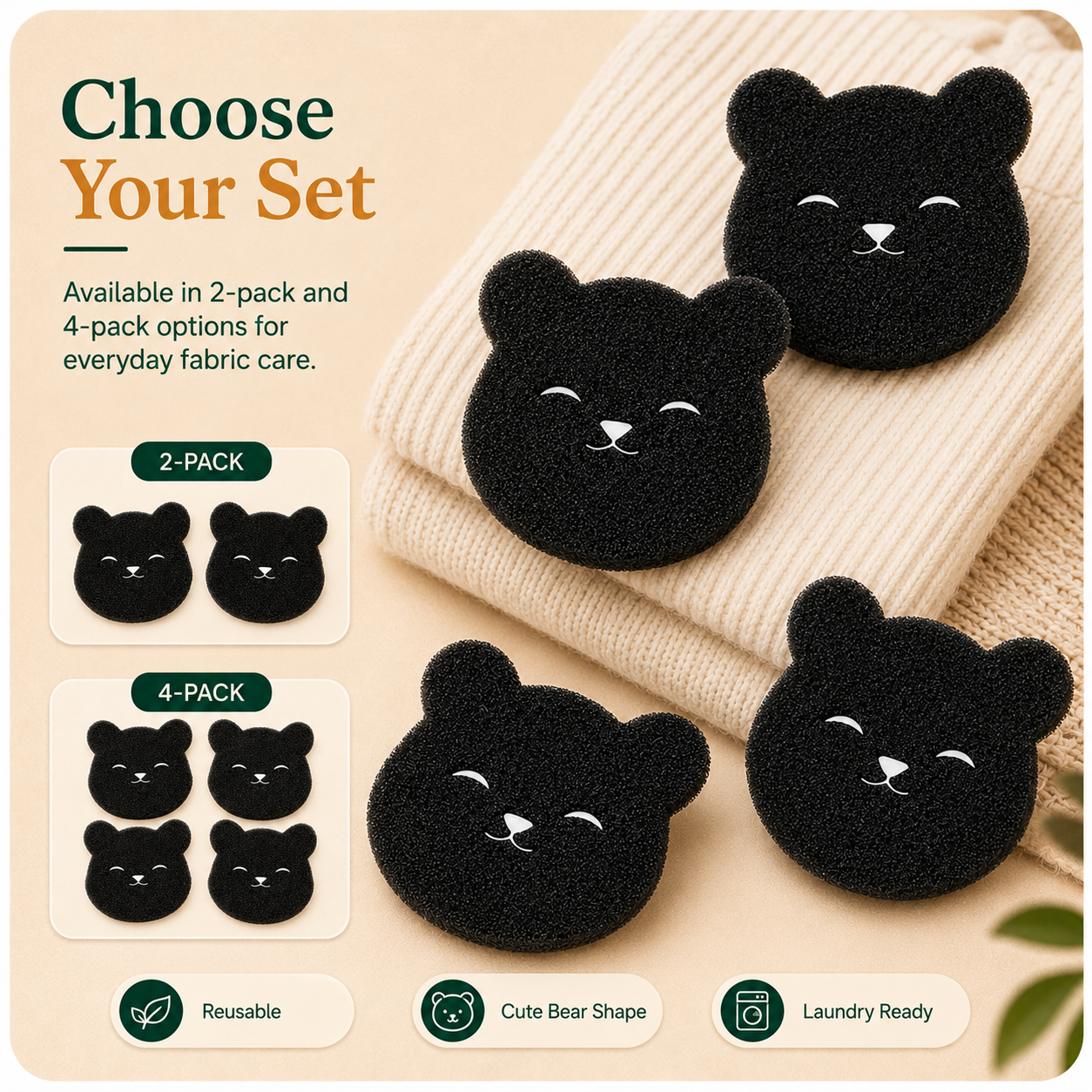 Bear-Shaped Reusable Pet Hair Catchers for Washing Machines and Dryers
