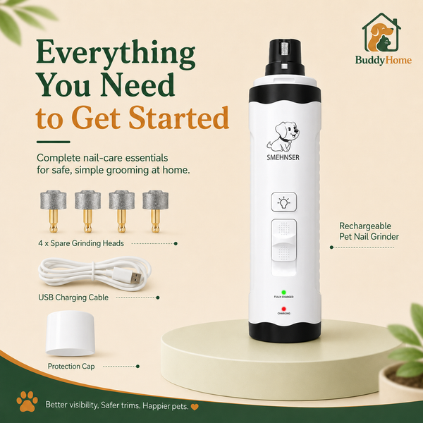 USB-Rechargeable Low-Noise Pet Nail Grinder with LED Light