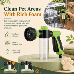 8-Mode Pet Bath Spray Nozzle with Soap Dispenser