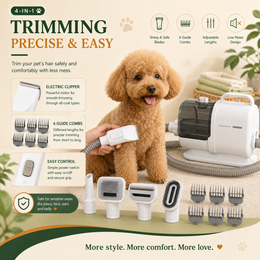 6-in-1 Pet Grooming Vacuum Kit with Clippers and Powerful Suction