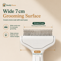 One-Touch Self-Cleaning Stainless Steel Dematting & Deshedding Comb for Long-Haired Dogs & Cats