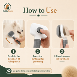 Dual-Use Dog Cat Grooming Brush 20×10×5.5cm, Self-Cleaning Slicker Comb with Round-Tip Bent Needles, Ergonomic Handle for Pet Ha