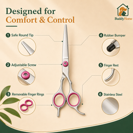 **Professional Pet Grooming Scissors Set – Rounded Safety Tips for Precise At-Home Trimming**