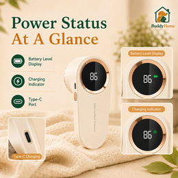 Rechargeable Electric Fabric Shaver with LED Display for Lint, Fuzz, and Pilling Removal