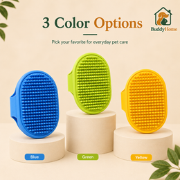 Silicone Pet Bath & Massage Brush with Soft Rubber Bristles and Adjustable Circular Grip