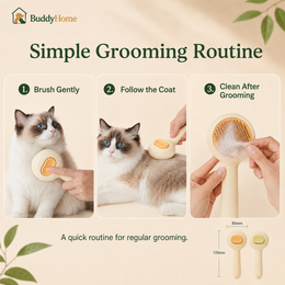 One-Touch Self-Cleaning Pet Grooming Brush with Rounded Pins for Loose Fur Removal – Dogs & Cats