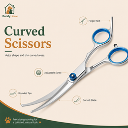 Rounded-Tip Pet Grooming Scissors – Stainless Steel Precision Trimming Shears