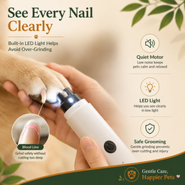 Rechargeable Low-Noise Pet Nail Grinder with LED Light and Safety Guard