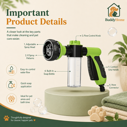 8-Mode Pet Bath Spray Nozzle with Soap Dispenser