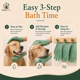 Silicone Pet Bathing Gloves with Gentle Scrub Bristles for Dogs & Cats