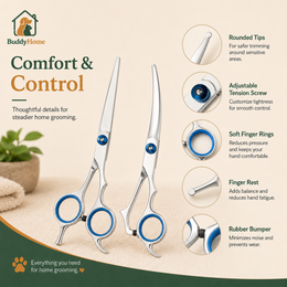Rounded-Tip Pet Grooming Scissors – Stainless Steel Precision Trimming Shears