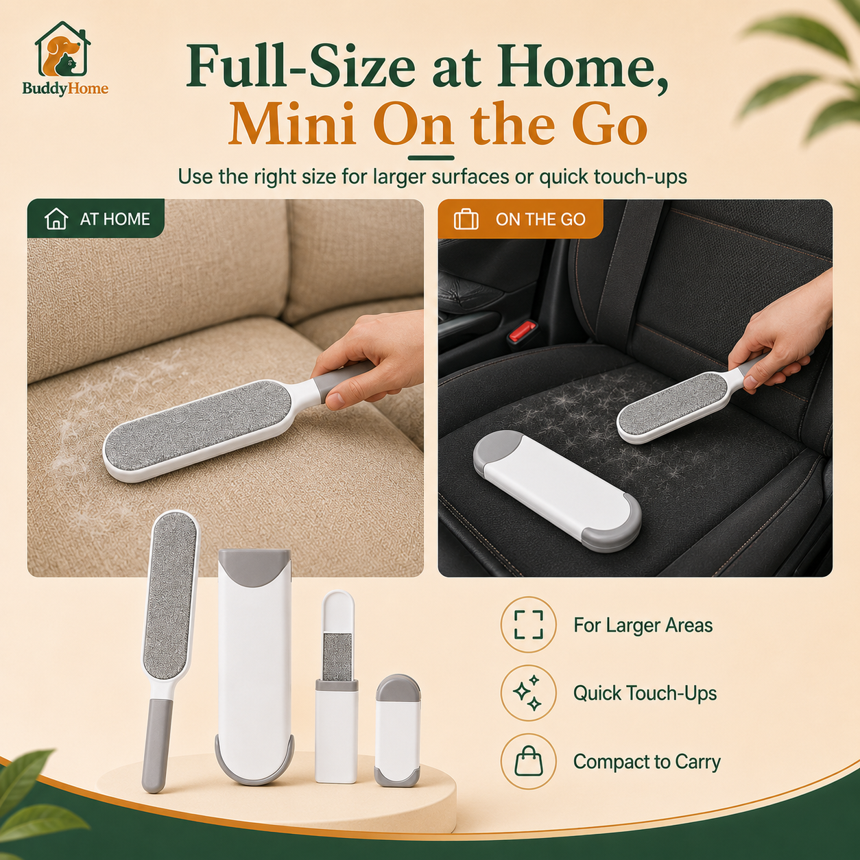 Double-Sided Static Pet Hair Remover Brush for Clothing and Furniture