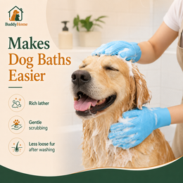 Silicone Pet Bathing Gloves with Gentle Scrub Bristles for Dogs & Cats