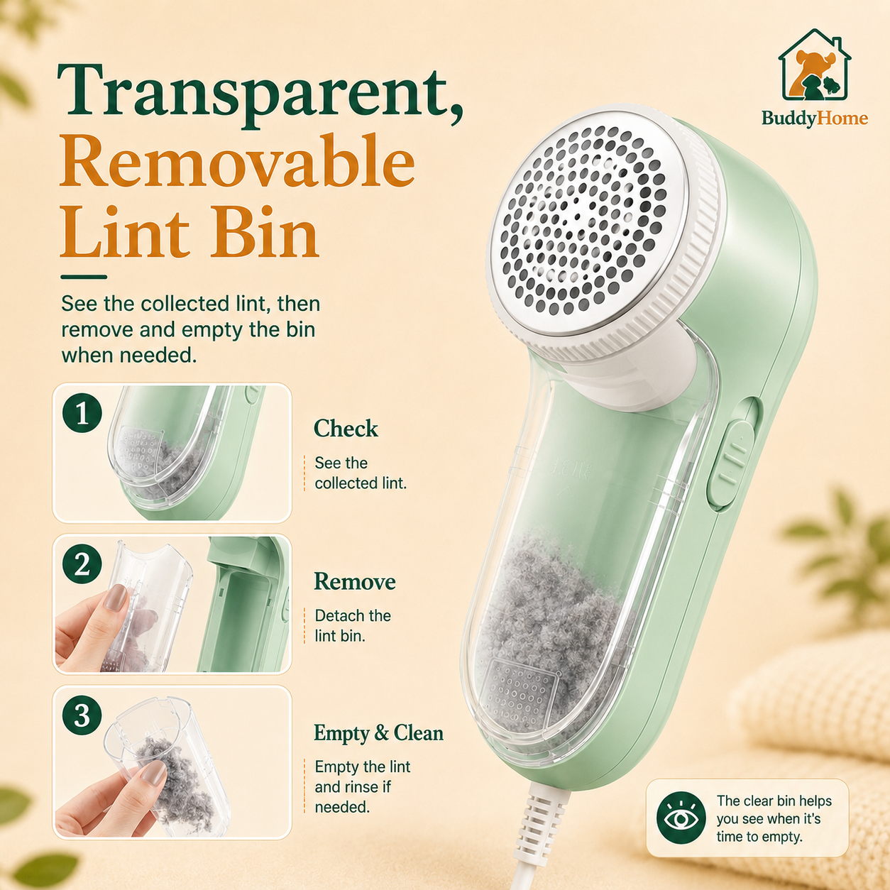Electric Lint and Pet Hair Remover for Clothing and Upholstery
