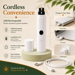 Rechargeable Low-Noise Pet Nail Grinder with LED Light and Safety Guard