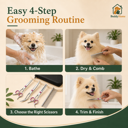 **Professional Pet Grooming Scissors Set – Rounded Safety Tips for Precise At-Home Trimming**