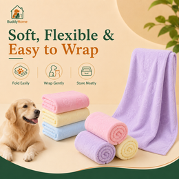Quick-Dry Absorbent Pet Bath Towel with Soft Fiber Fabric and Convenient Wrap Design