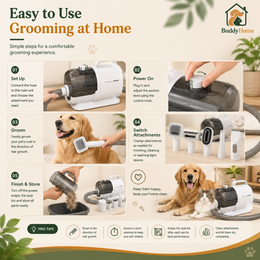 6-in-1 Pet Grooming Vacuum Kit with Clippers and Powerful Suction