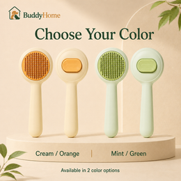 One-Touch Self-Cleaning Pet Grooming Brush with Rounded Pins for Loose Fur Removal – Dogs & Cats