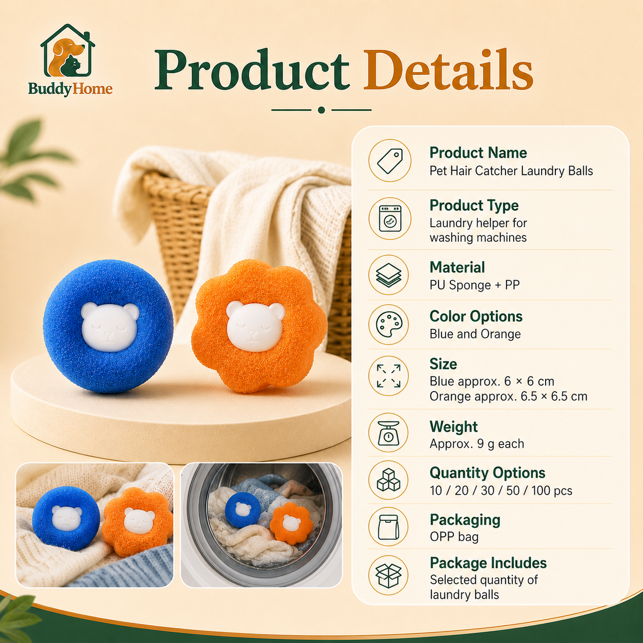 Reusable Pet Hair Catcher Laundry Ball Kit for Washing Machines