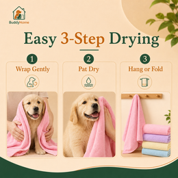 Quick-Dry Absorbent Pet Bath Towel with Soft Fiber Fabric and Convenient Wrap Design