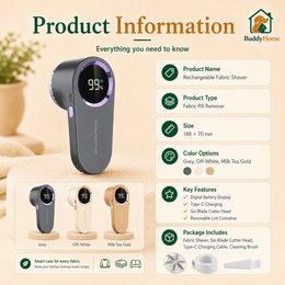 Rechargeable Electric Fabric Shaver with LED Display for Lint, Fuzz, and Pilling Removal