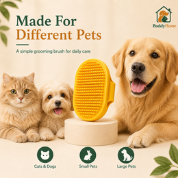 Silicone Pet Bath & Massage Brush with Soft Rubber Bristles and Adjustable Circular Grip