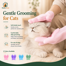 Silicone Pet Bathing Gloves with Gentle Scrub Bristles for Dogs & Cats