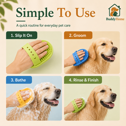 Silicone Pet Bath & Massage Brush with Soft Rubber Bristles and Adjustable Circular Grip
