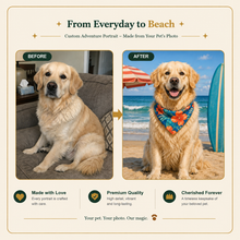Beach Custom Pet Portrait – Sun, Sand & Your Favorite Companion