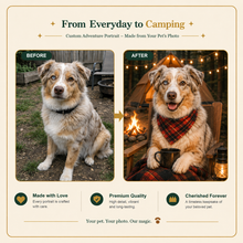 Camping Custom Pet Portrait – Your Favorite Adventure Buddy in the Great Outdoors