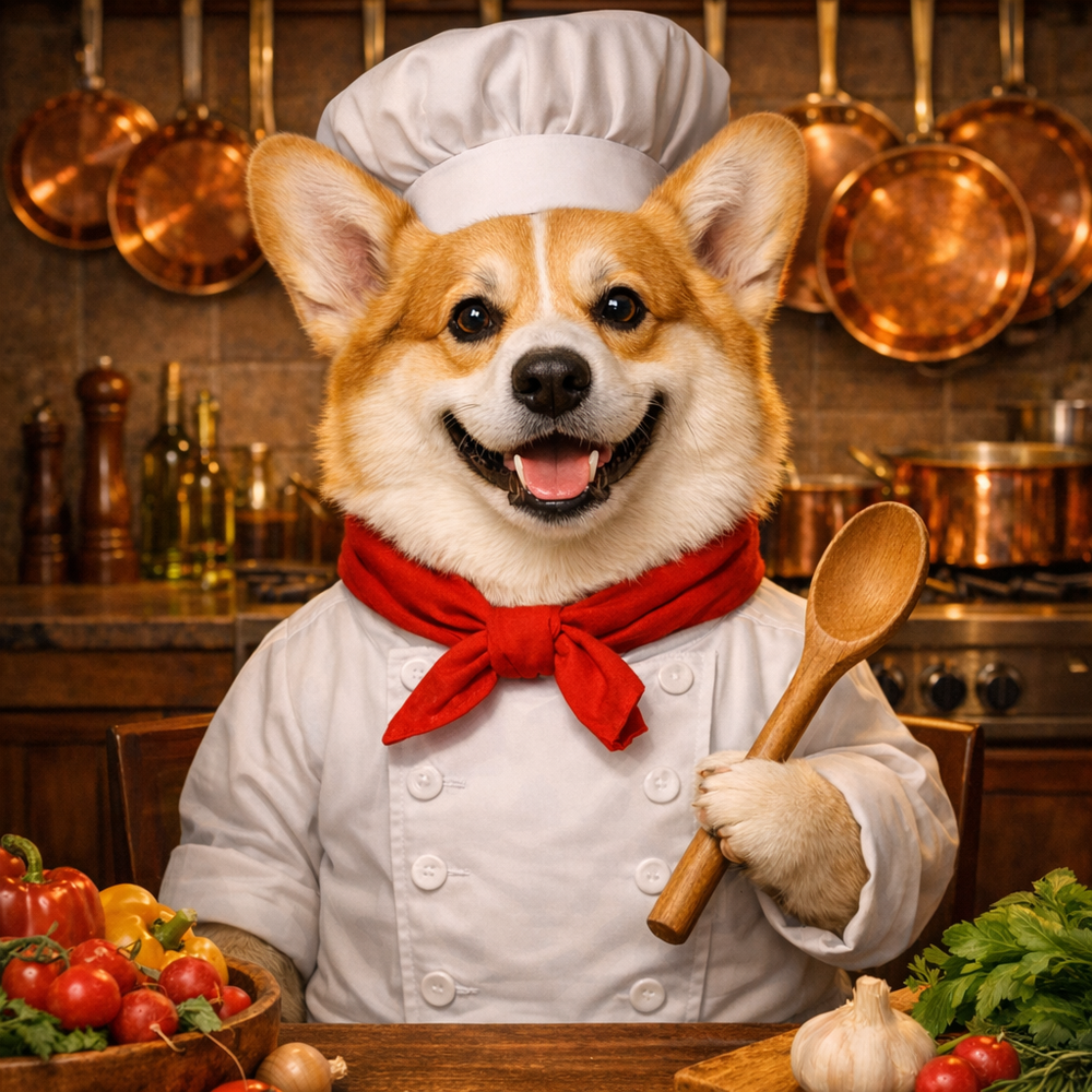 Chef Custom Pet Portrait – Your Pet as the Star of the Kitchen