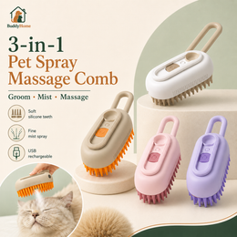 3 in 1 Pet Electric Steam Brush Cat and Dog Cleaning Spray Massage Grooming Comb Retractable Handle Pet Hair Removal BeautyBrush