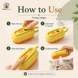 3 in 1 Pet Electric Steam Brush Cat and Dog Cleaning Spray Massage Grooming Comb Retractable Handle Pet Hair Removal BeautyBrush