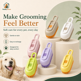 3 in 1 Pet Electric Steam Brush Cat and Dog Cleaning Spray Massage Grooming Comb Retractable Handle Pet Hair Removal BeautyBrush